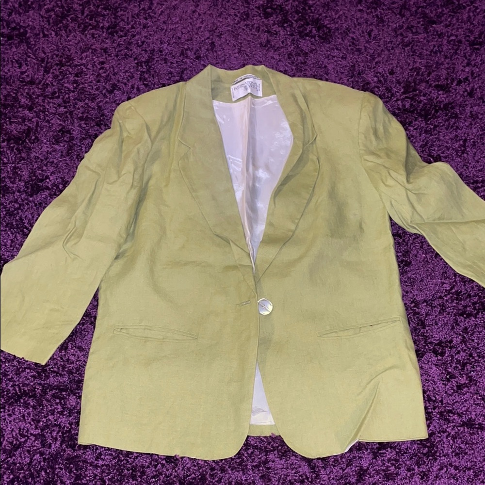 International Scene Lime Green Linen Blazer
